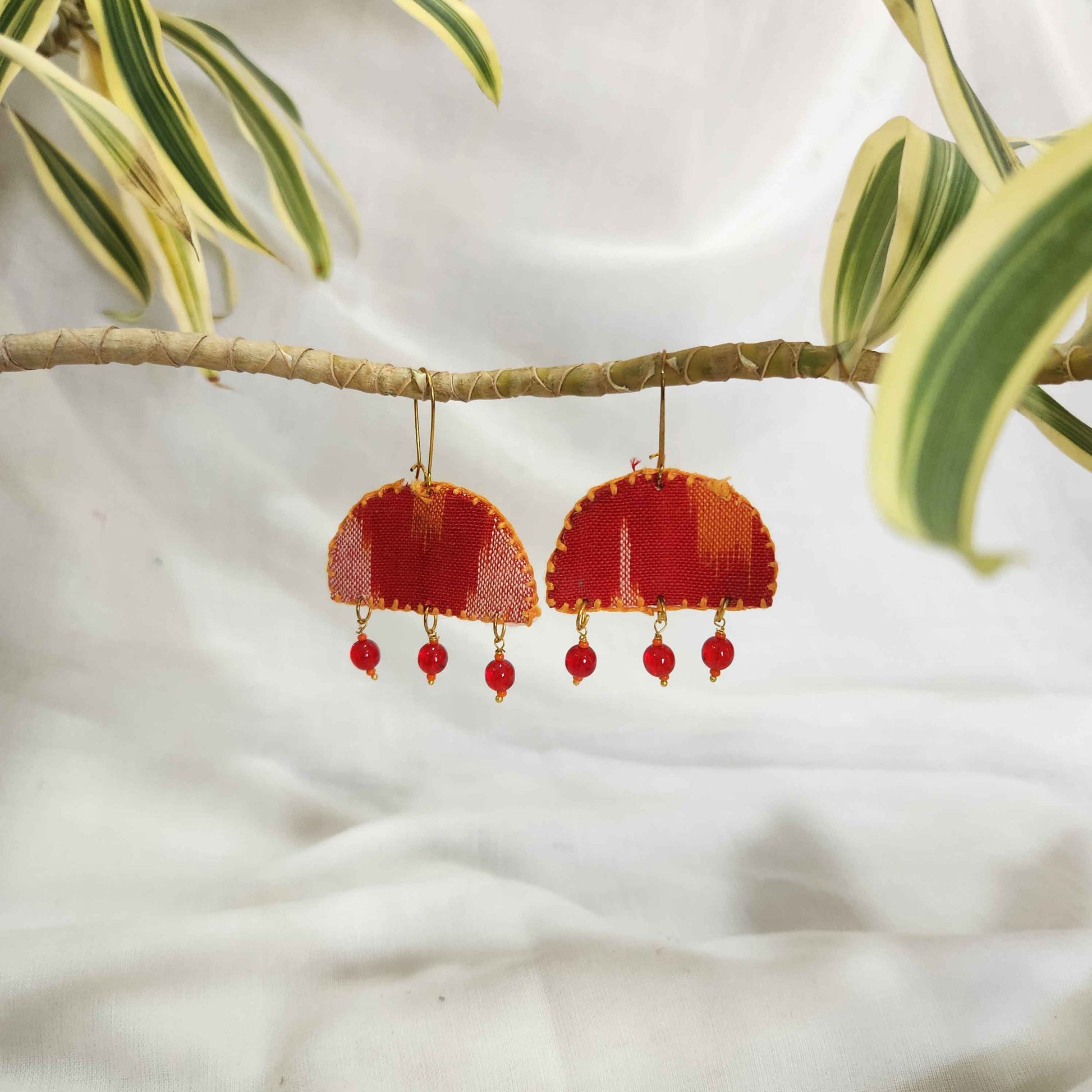 Red Ikat Beads Earrings