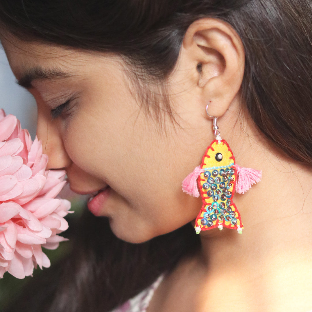 Sunset Bloom Fish Earring