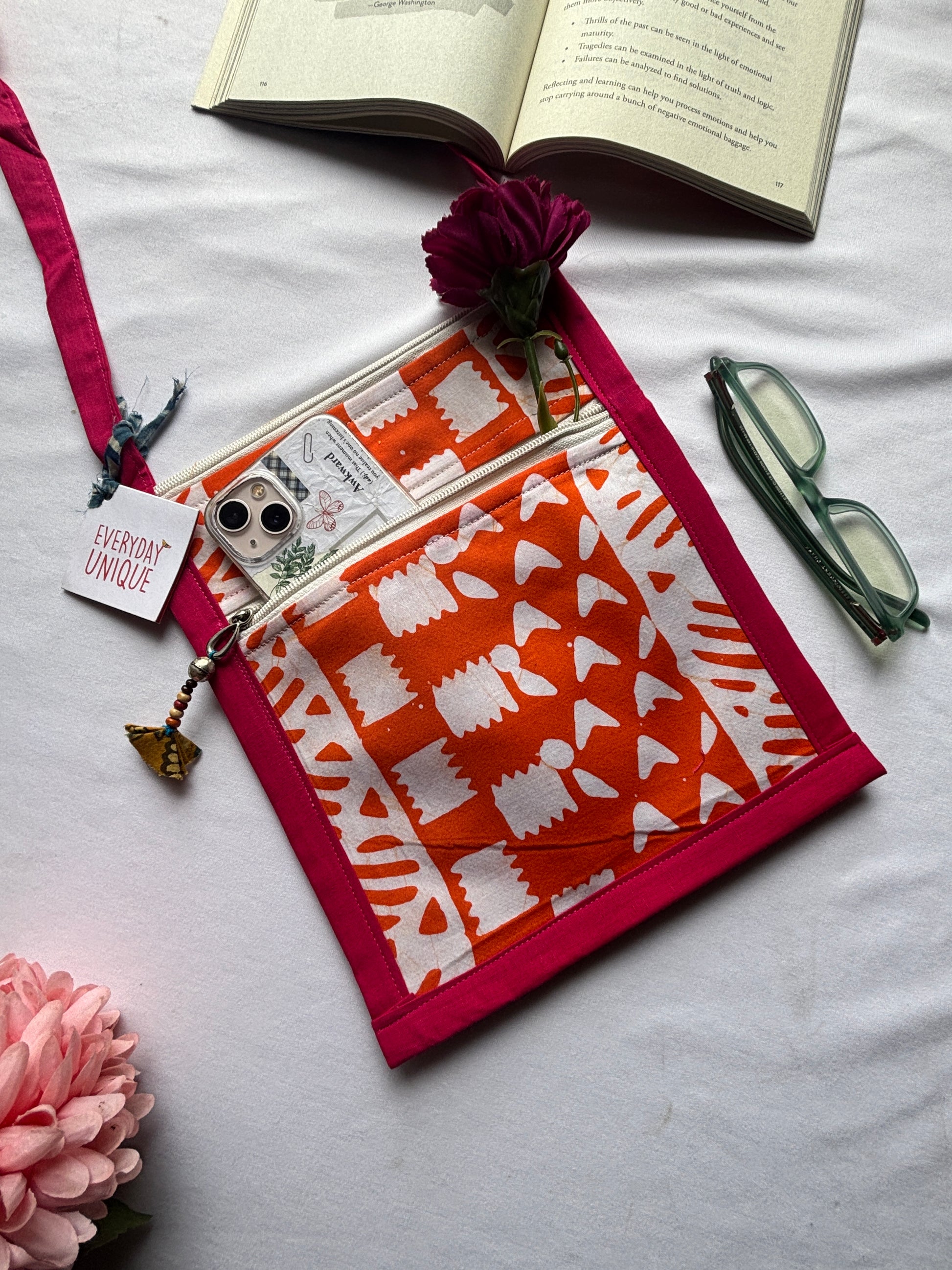 Orange Print Mobile Sling bag