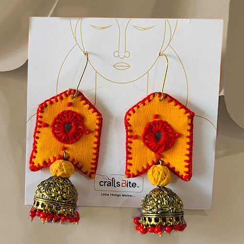 Orange plain cotton Jhumkas