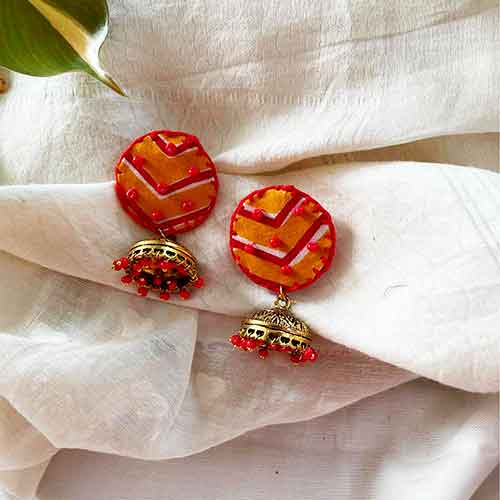 Orange Red Jhumkas