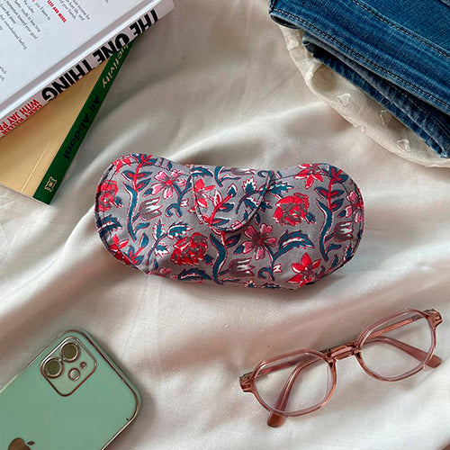 Block Print Cotton Eyewear Case Floral print Cover