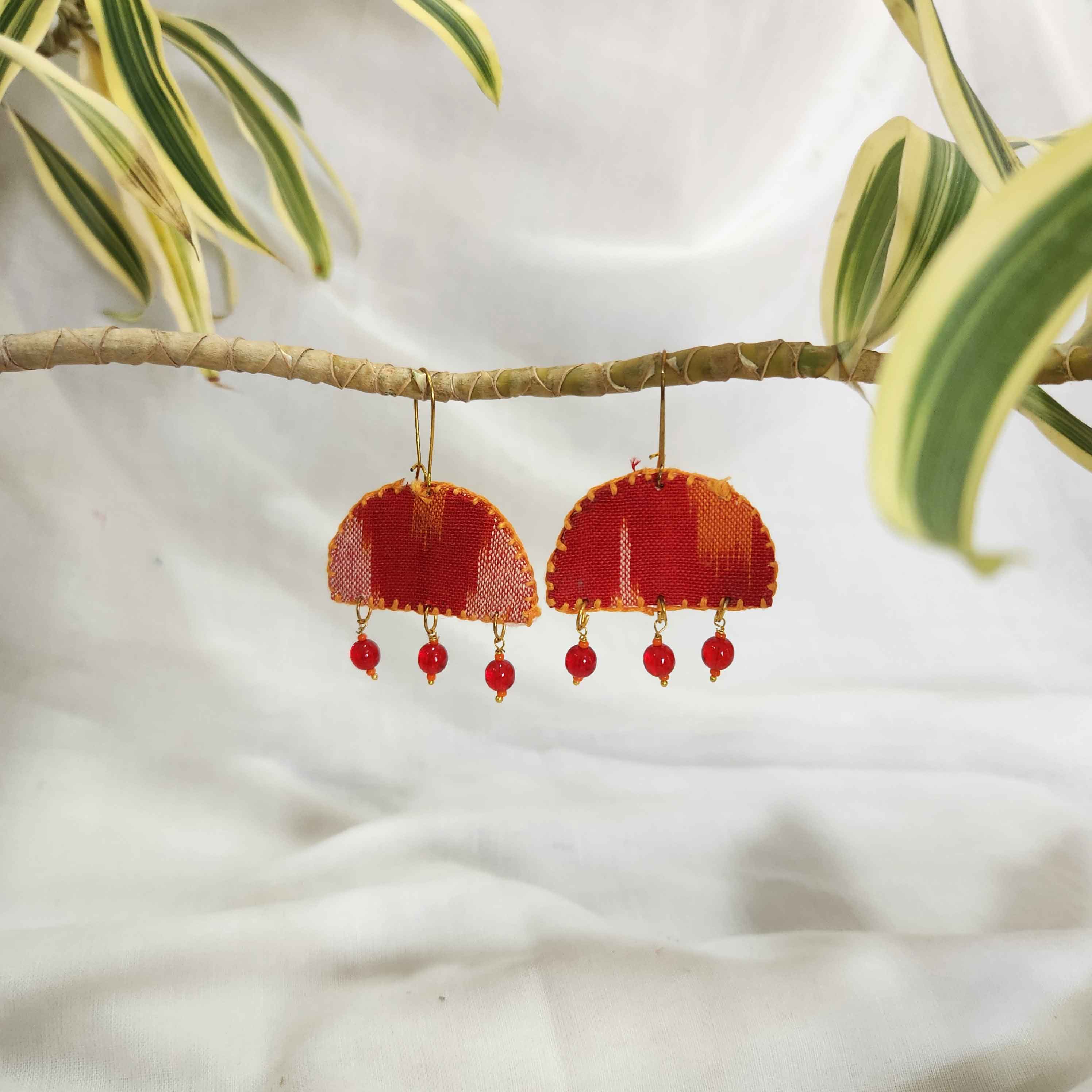 Red Ikat Beads Earrings