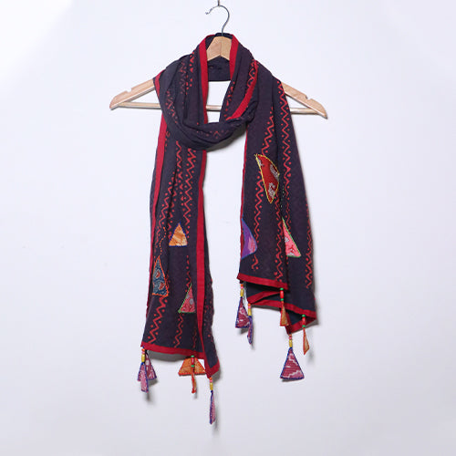 Dark Magenta Hand-crafted Patchwork Stole