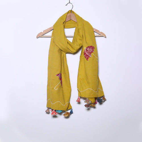 Mangalgiri Stole with Embroidered Umbrella Patchwork