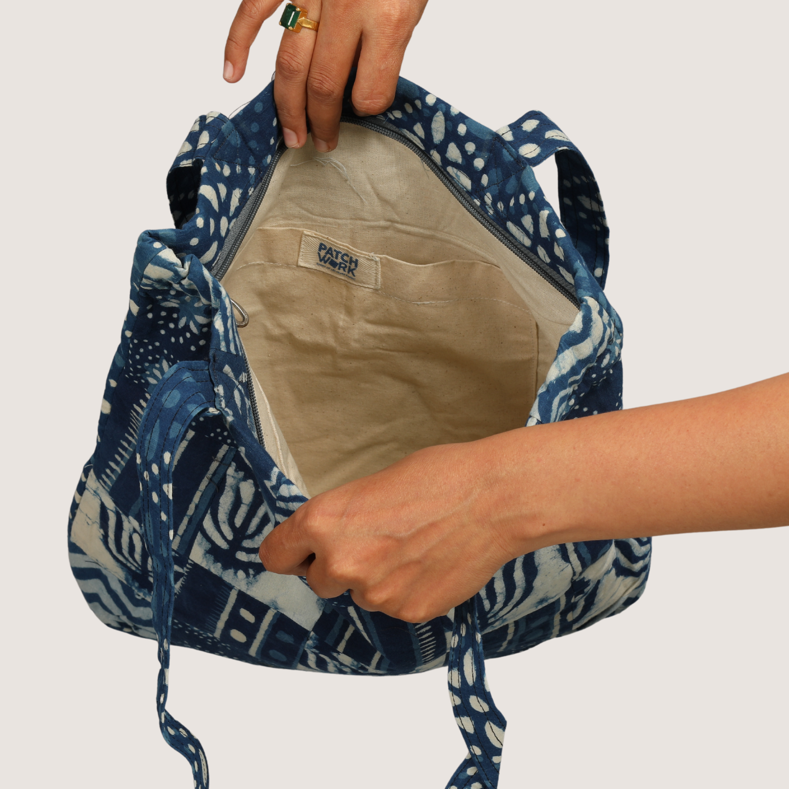 Neelambari Indigo Patchwork Tote Bag