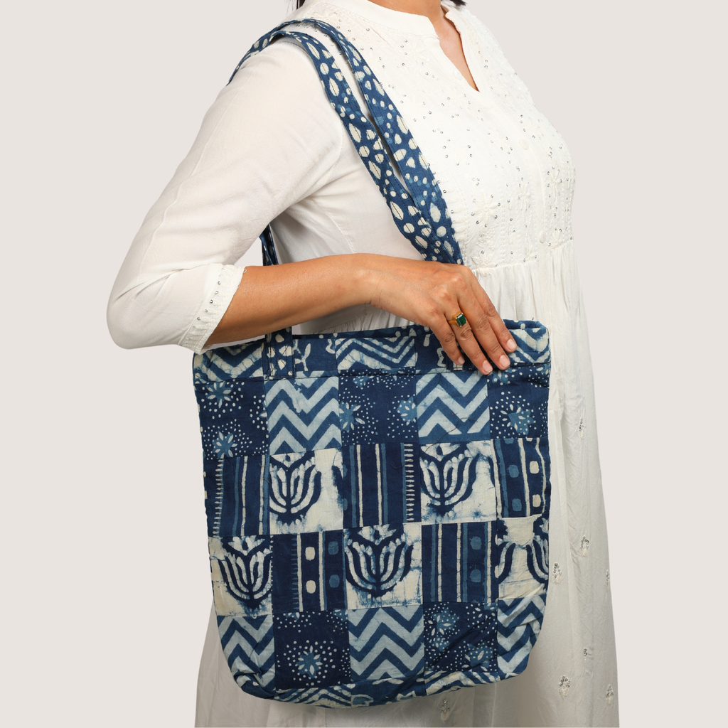 Neelambari Indigo Patchwork Tote Bag