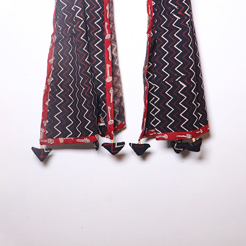 Black Printed Stole with Red Border