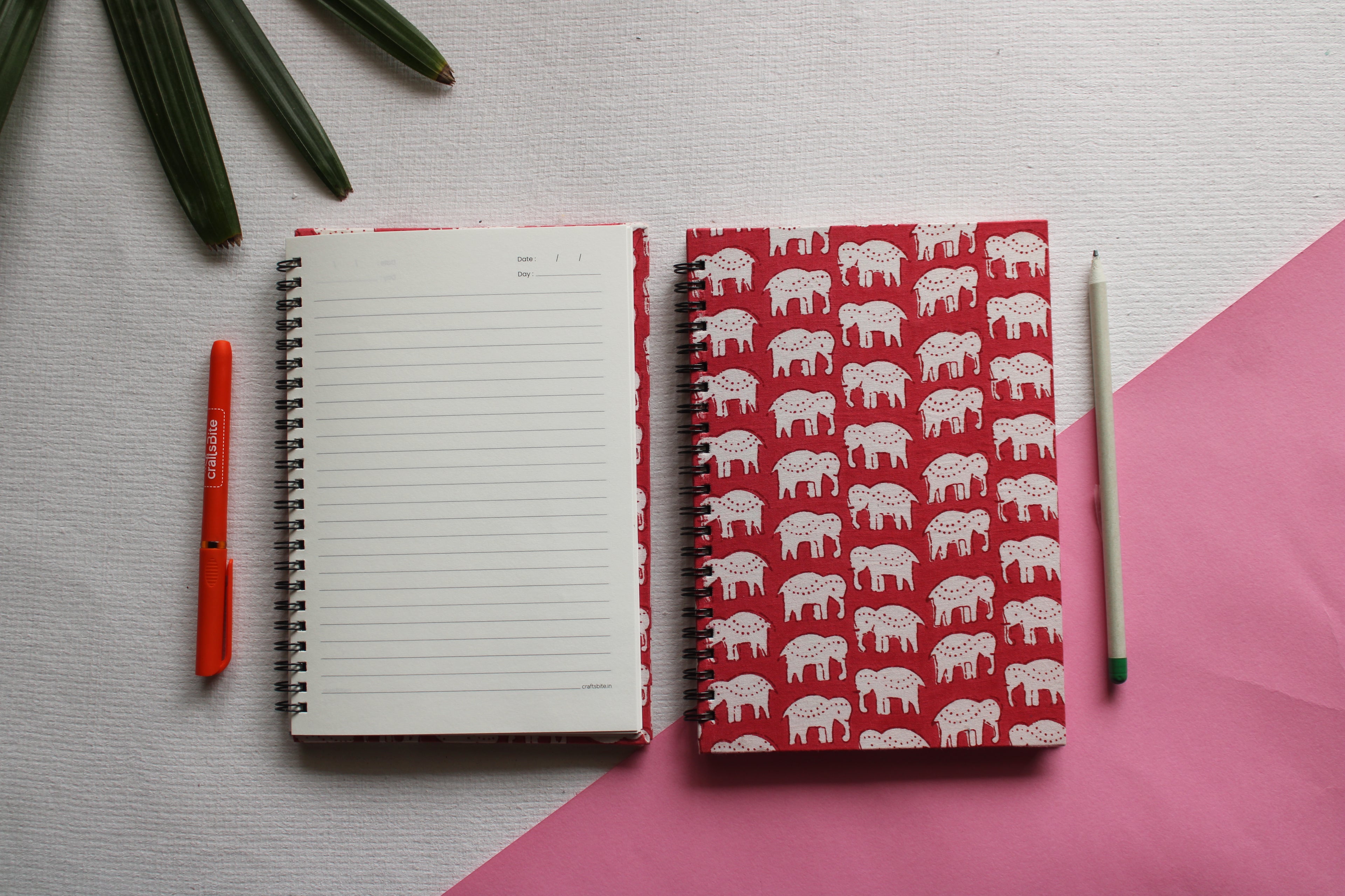 Red Elephant Print Notebook