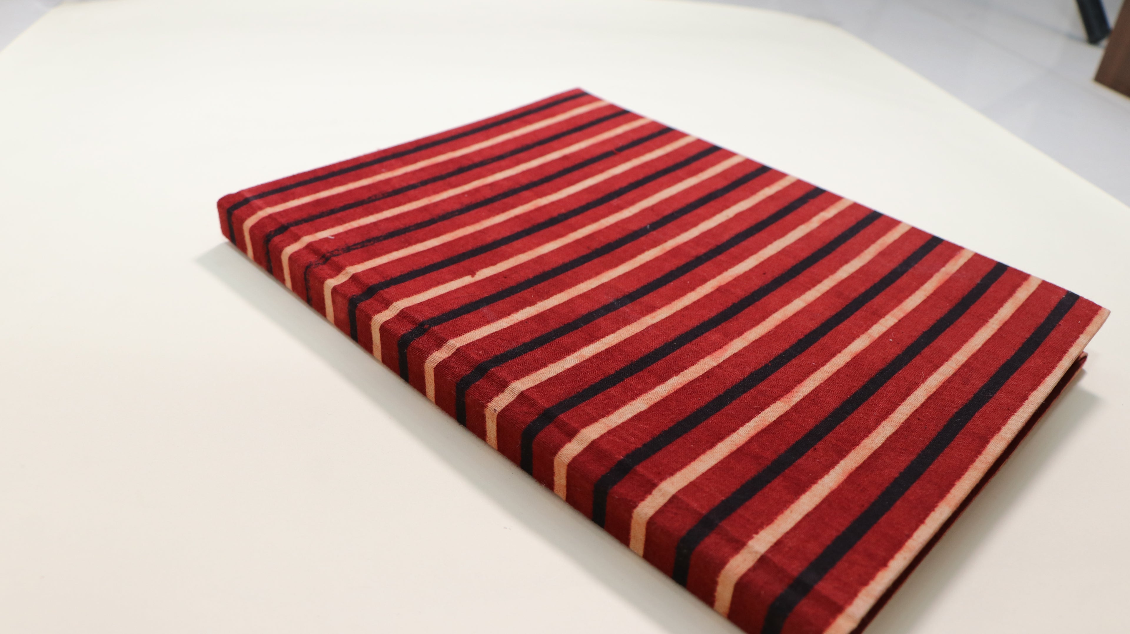 B5-Size Brown And Black Lines Fabric Cover Notebook Dotted Grid