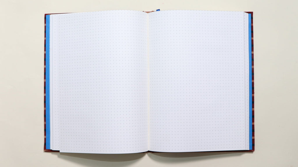 B5 Size brown and black lines fabric cover notebook Dotted Grid