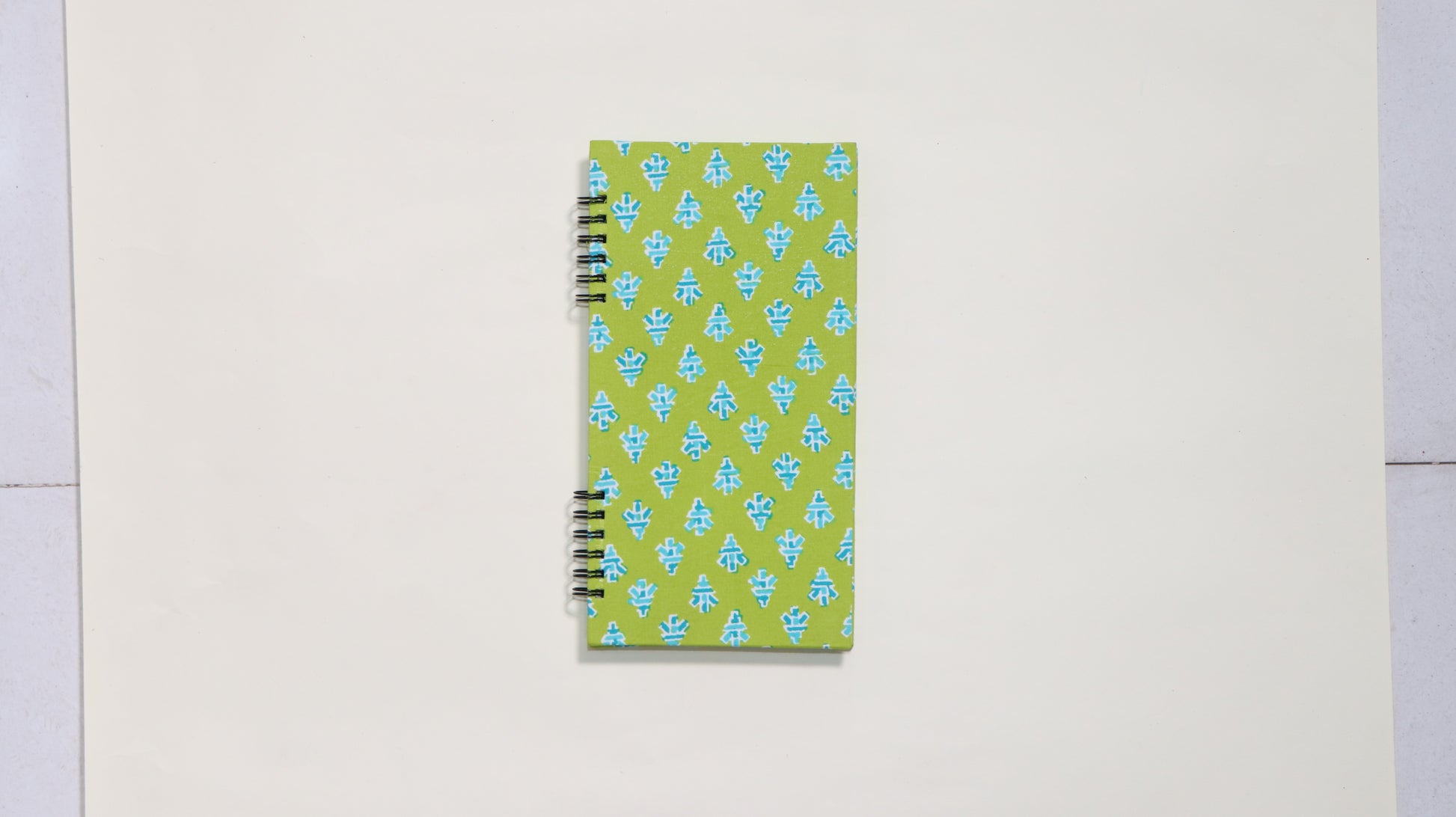 Slim Notebook green and blue floral journal