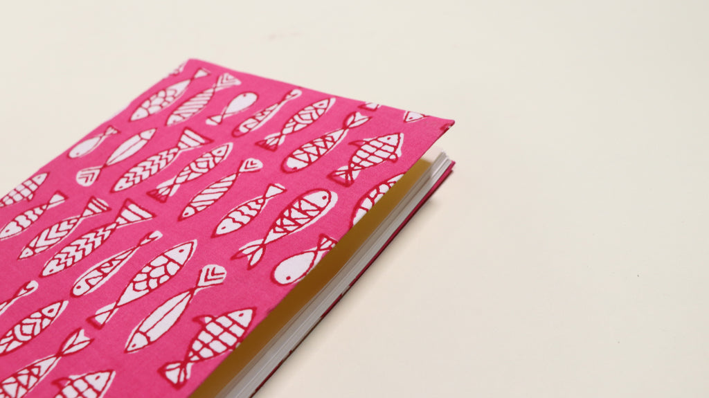 A5-Pink fish print journal