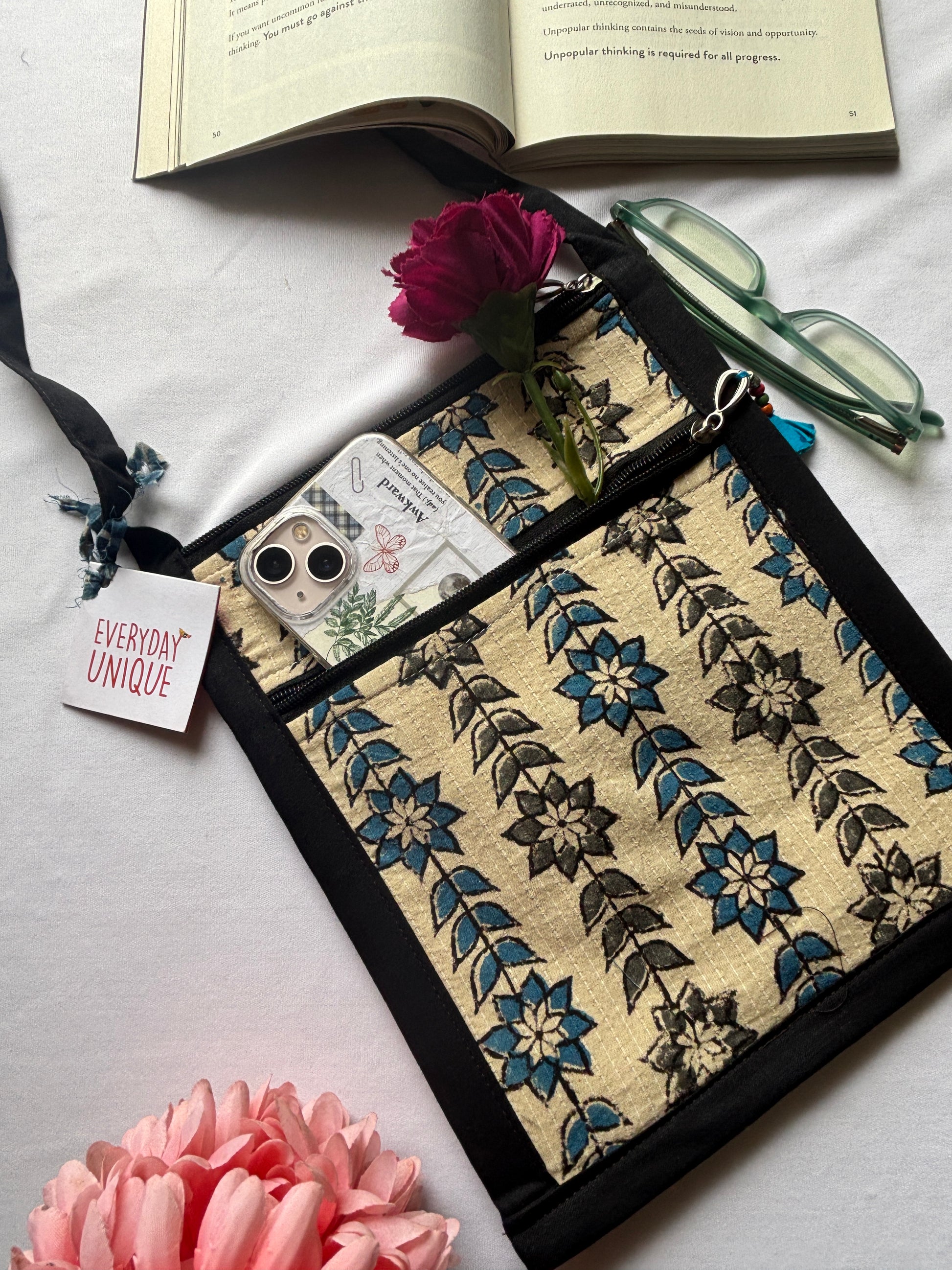 Mustard Lotus Mobile Sling Bag