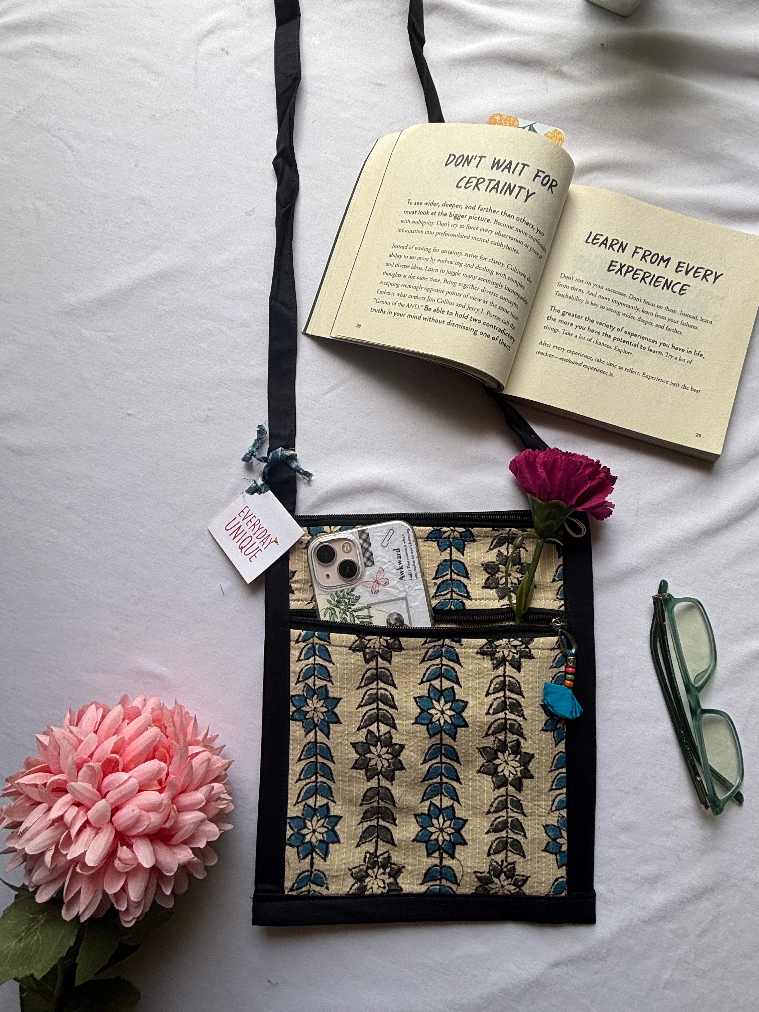 Pink Floral Print Mobile Bag