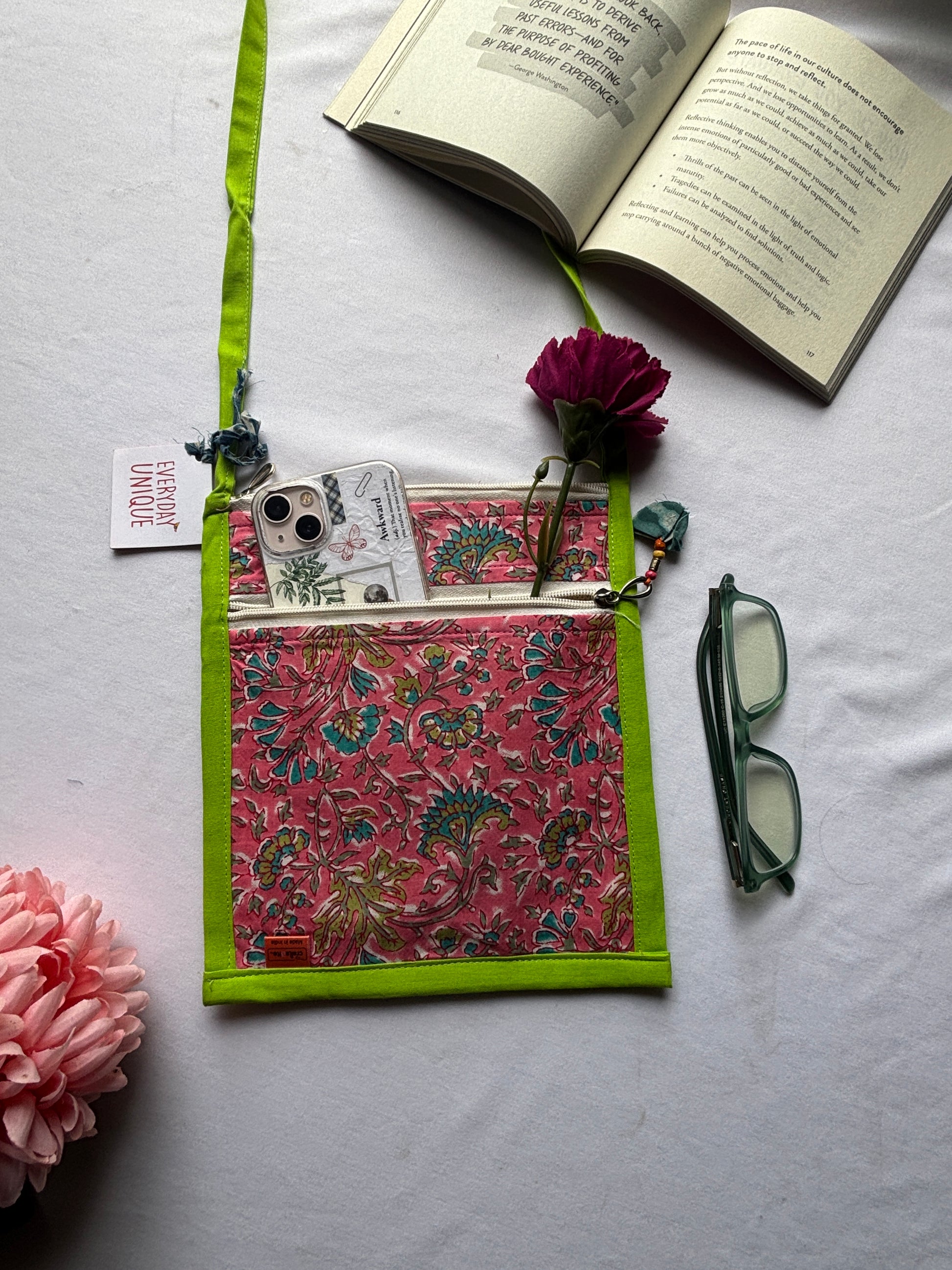 Mustard Lotus Mobile Sling Bag