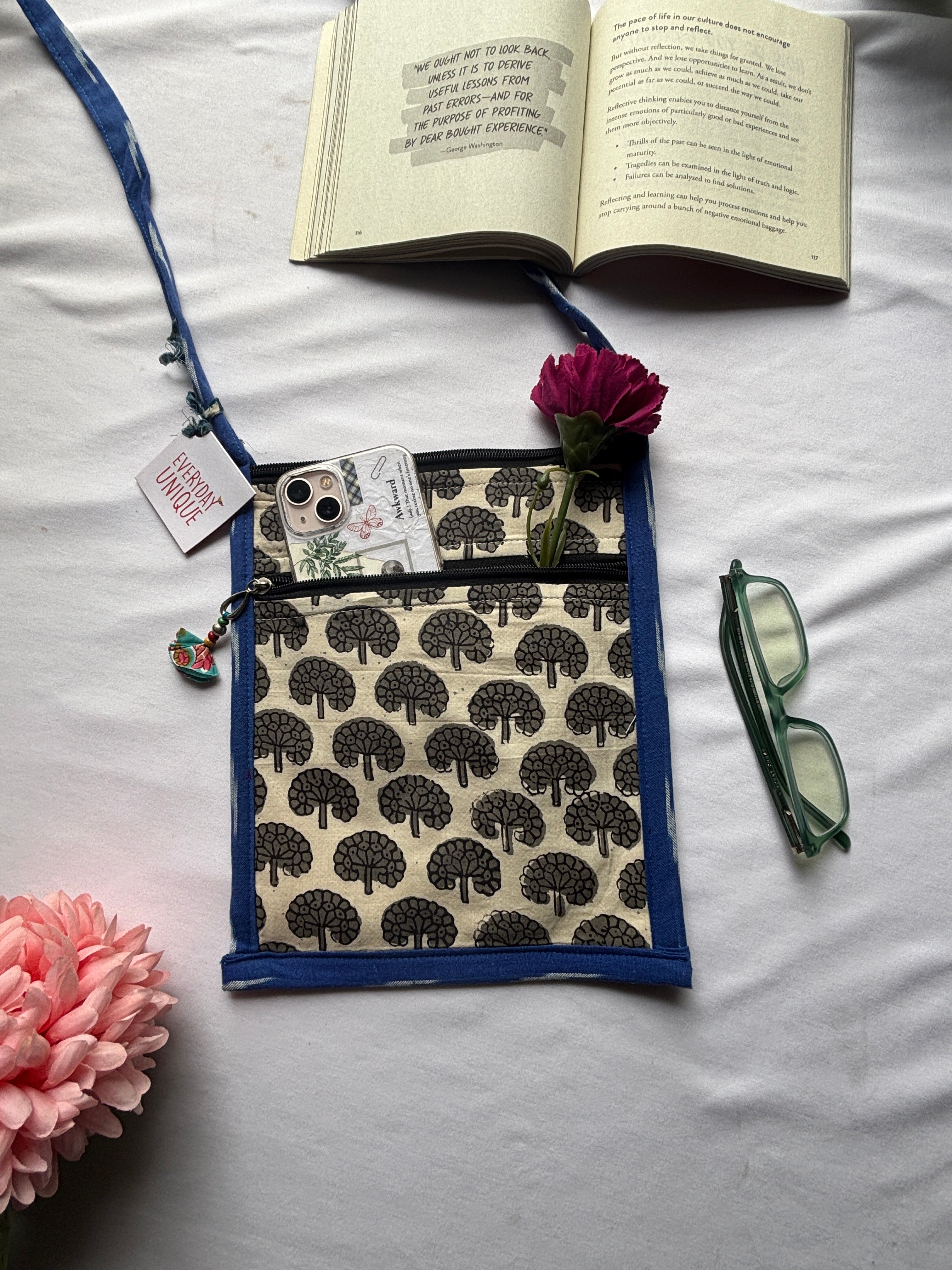 Pink Floral Print Mobile Bag