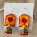 Orange plain cotton Jhumkas