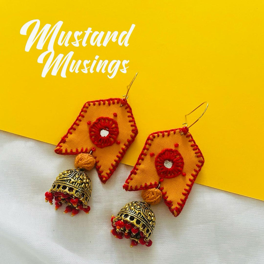 Orange plain cotton Jhumkas