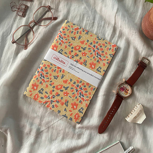 A5-Light yellow Fabric cover Notebook