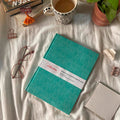 B5-Turquoise Green Lines Fabric Cover Notebook