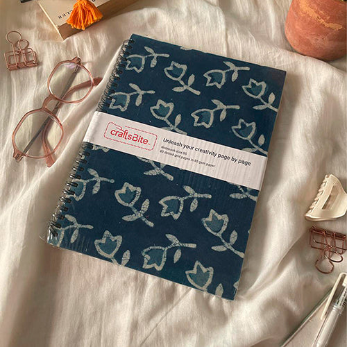 B5-Indigo Fabric Cover Notebook