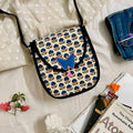 Ajrakh Flower Block Print Sling Bag with Butterfly