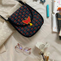 Ajrakh Flower Block Print Sling Bag with Butterfly