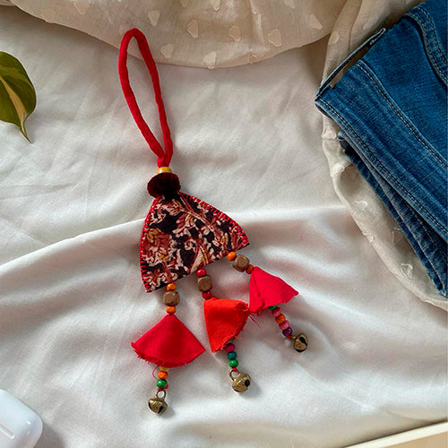 Bell Shaped Bag Accessory with Red Tassels