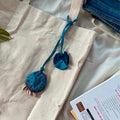 Blue Heritage Charm Round Bag Accessory with Katha Stitching