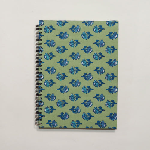 A5-Sage green and blue floral print journal