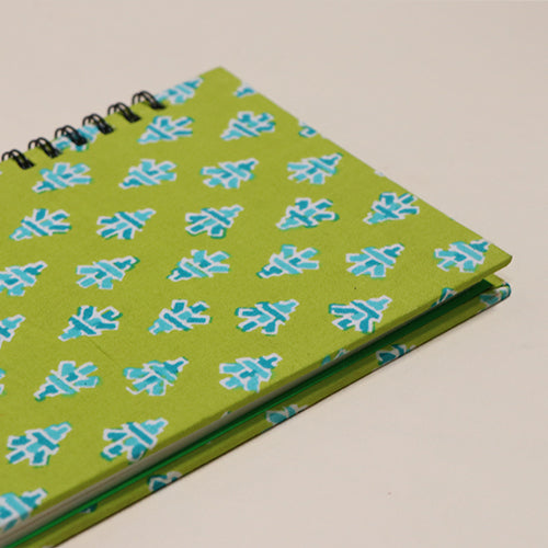 Slim Notebook green and blue floral journal