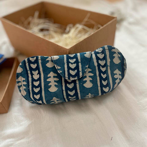 Indigo Block Print Cotton Eyewear Cover
