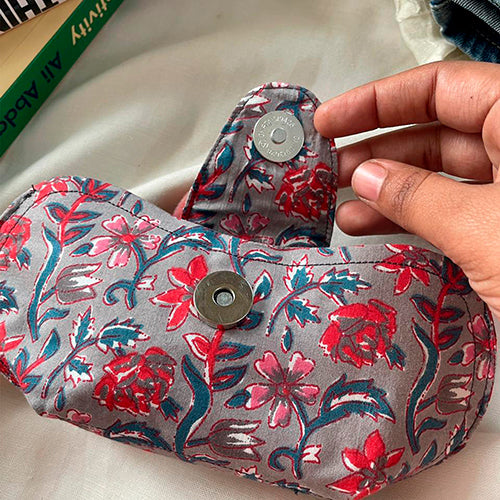Block Print Cotton Eyewear Case Floral print Cover