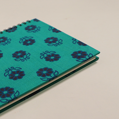 Dark green and blue floral print journal 